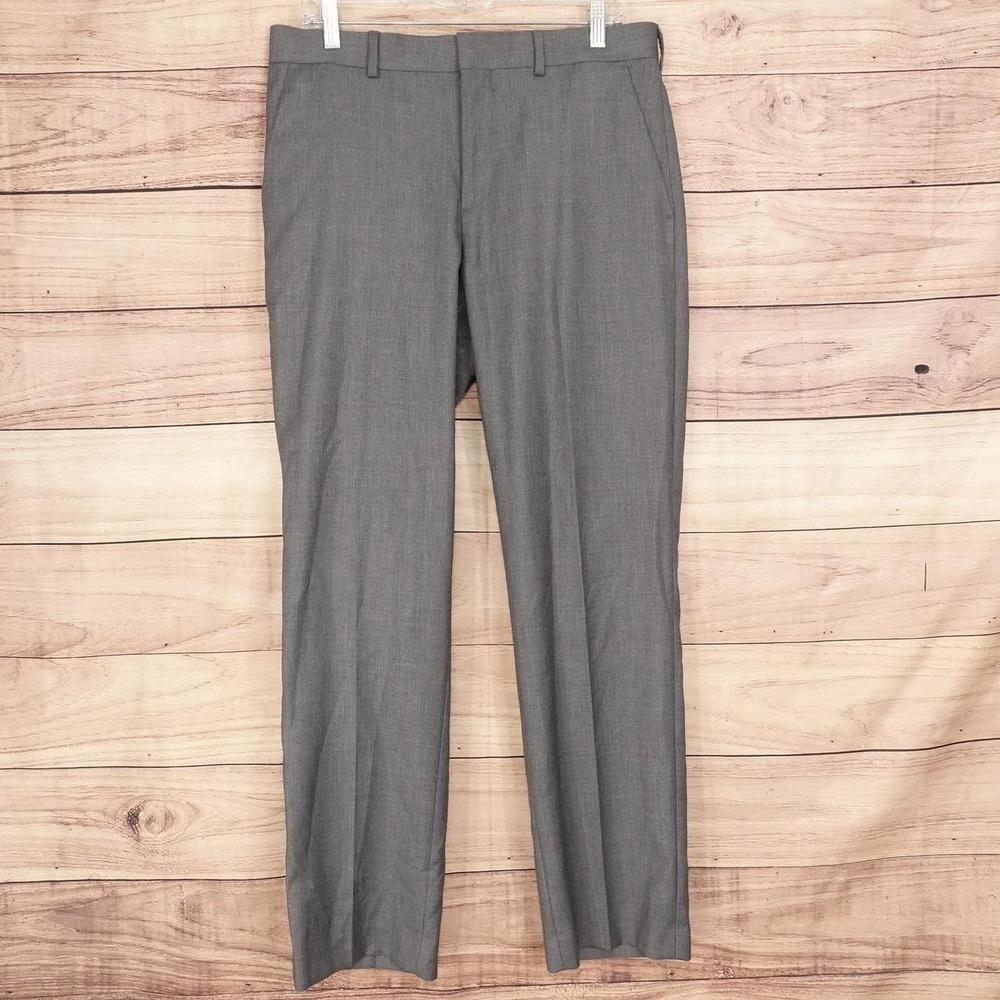 APT 9 Dress Pants Mens 33x32 Gray Modern Fit Straight Leg Business